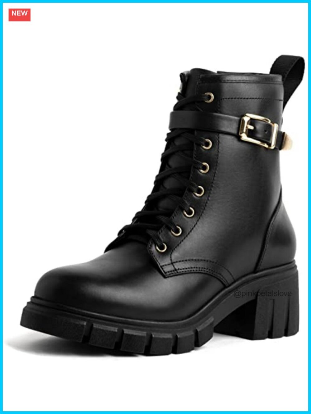 Genuine Leather Lace-Up Ankle Bootie Block Heel Work Boots